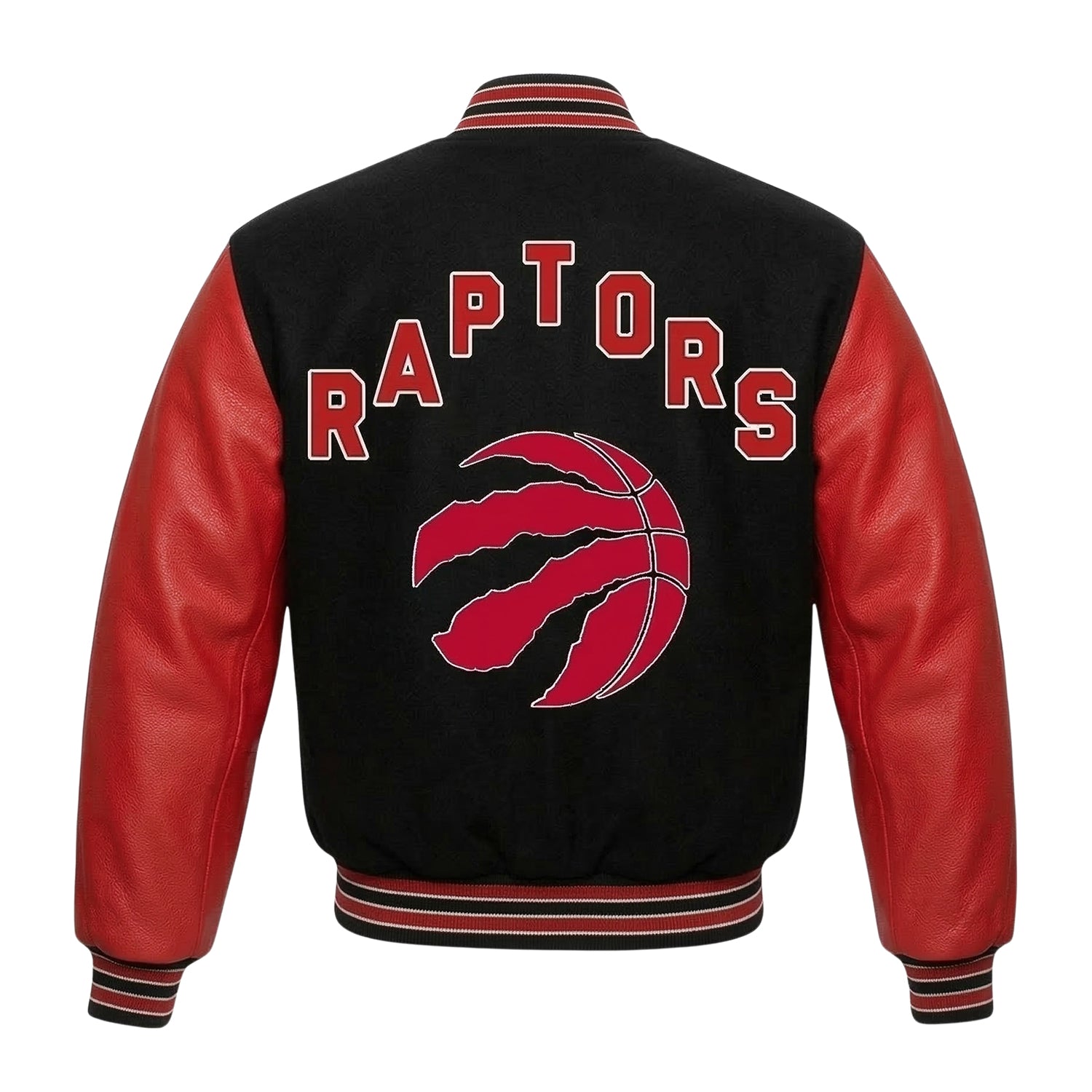 NBA Men's Toronto Raptors Black & Red Wool Varsity Jacket (Back)
