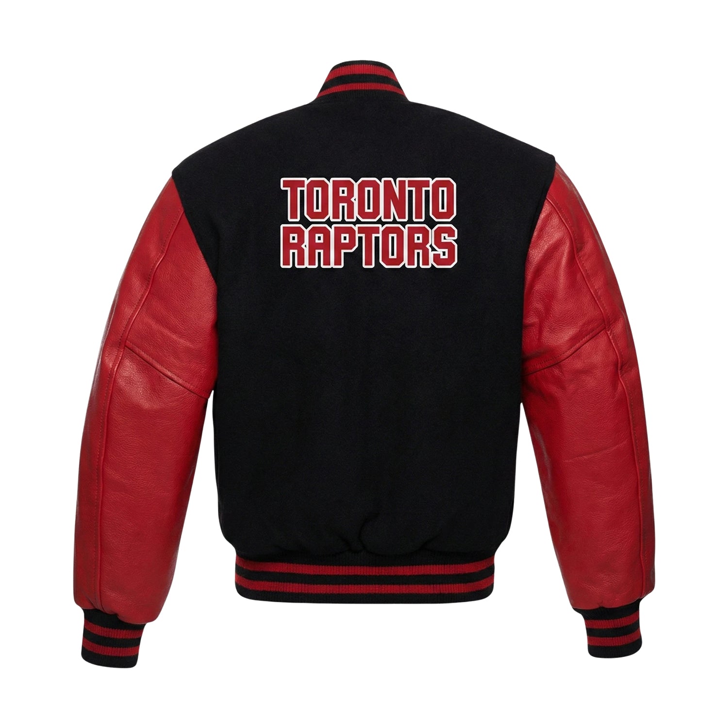 NBA Men's Toronto Raptors Black & Red  Wool Varsity Jacket (Back)