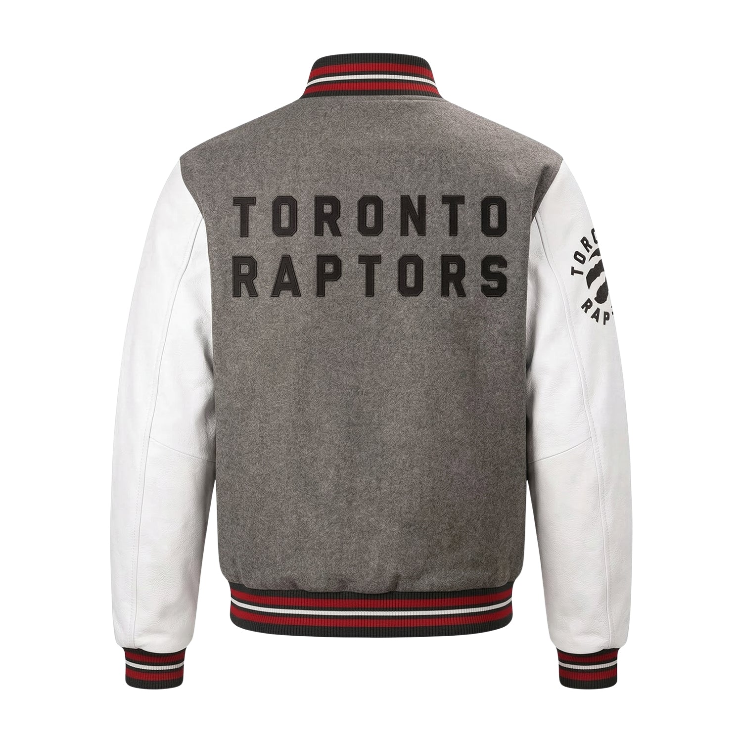 NBA Men's Toronto Raptors Gray & White Varsity Jacket (Back)