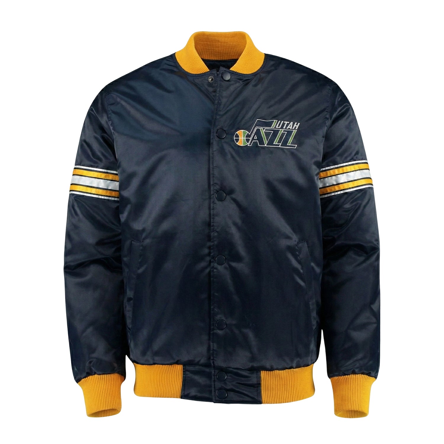 NBA Men's Utah Jazz Navy Blue Satin Varsity Jacket