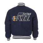 NBA Men's Utah Jazz Navy Blue Wool Varsity Jacket (Back)