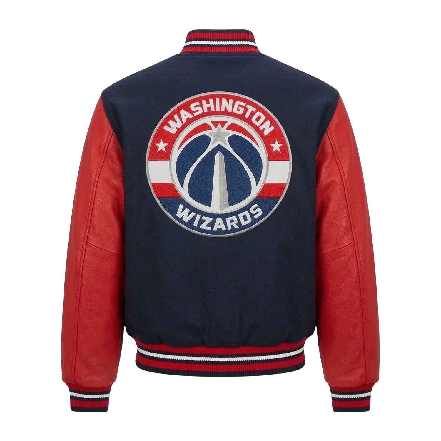 NBA Men's Washington Wizards Navy & Red Varsity Jacket (Back)