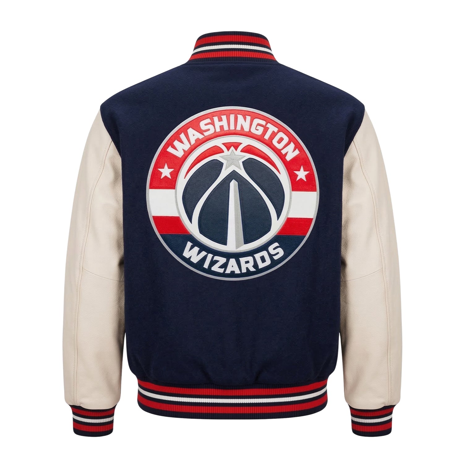 NBA Men's Washington Wizards Navy & White Varsity Jacket (Back)