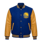 NBA Men's Golden State Warriors Blue and Yellow Varsity Jacket