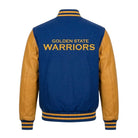 NBA Men's Golden State Warriors Blue and Yellow Varsity Jacket (Back)