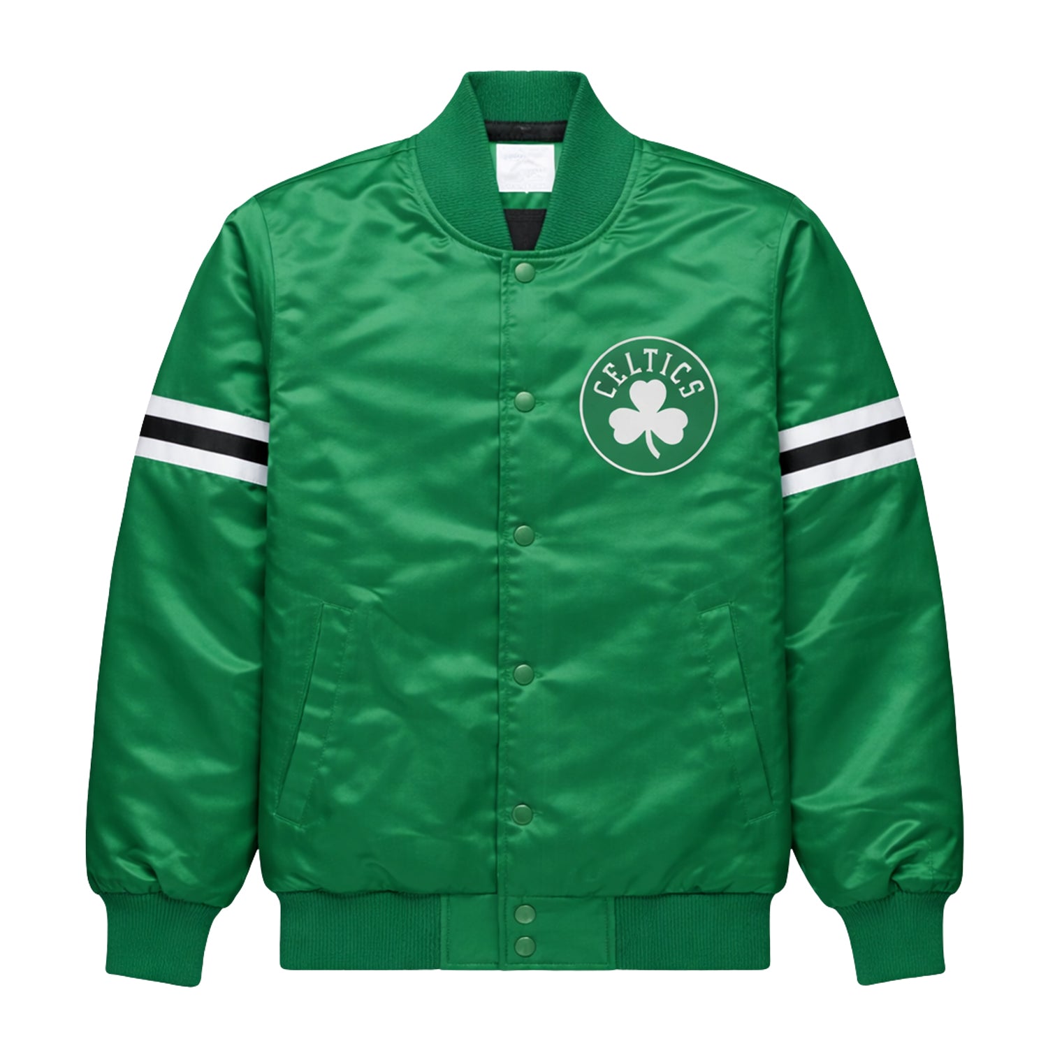 NBA Women's Boston Celtics Green Satin Varsity Jacket