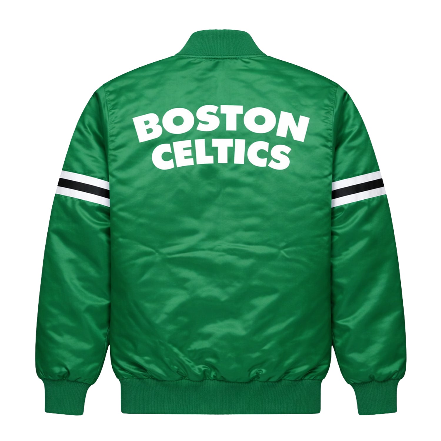 NBA Women's Boston Celtics Green Satin Varsity Jacket (Back)