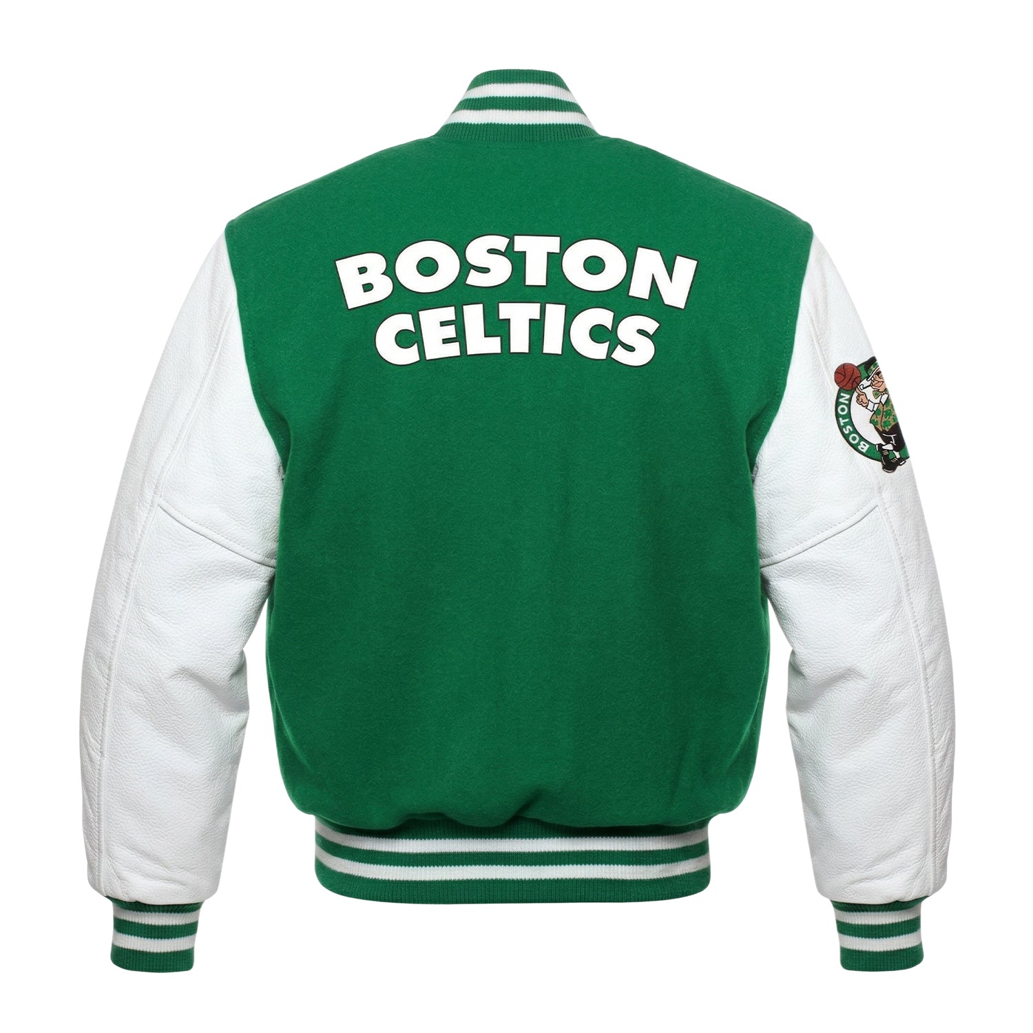 NBA Women's Boston Celtics White & Green Varsity Jacket (Back)