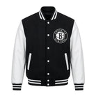 NBA Women's Brooklyn Nets Black and White Varsity Jacket