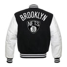 NBA Women's Brooklyn Nets Black and White Varsity Jacket (Back)