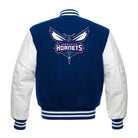 NBA Women's Charlotte Hornets Blue and White Varsity Jacket (Back)