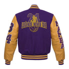 NBA Women's Los Angeles Lakers Purple and Yellow Varsity Jacket (Back)