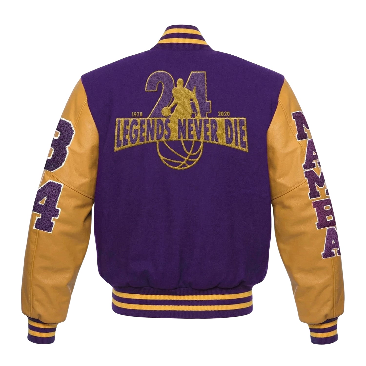 NBA Women's Los Angeles Lakers Purple and Yellow Varsity Jacket (Back)