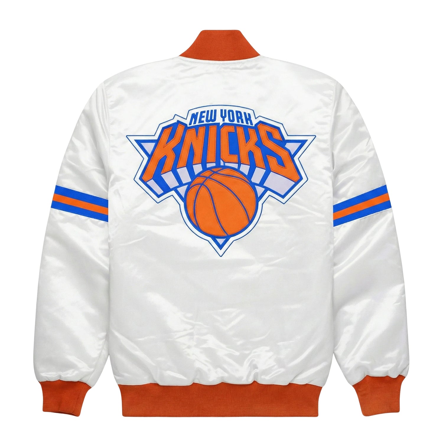 NBA Women's New York Knicks White Varsity Jacket (Back)