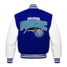 NBA Women's Orlando Magic Blue and White Varsity Jacket (Back)