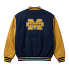 NCAA Women's Michigan Wolverines Navy Blue and Yellow Varsity Jacket (Back)