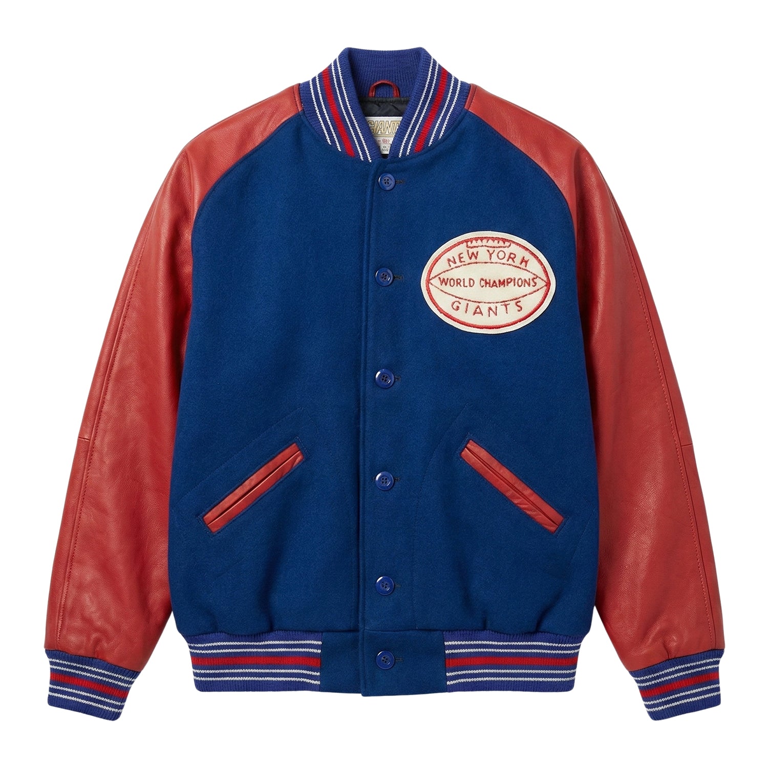 NFL Men's 1939 NY Giants Blue and Red Varsity Jacket 