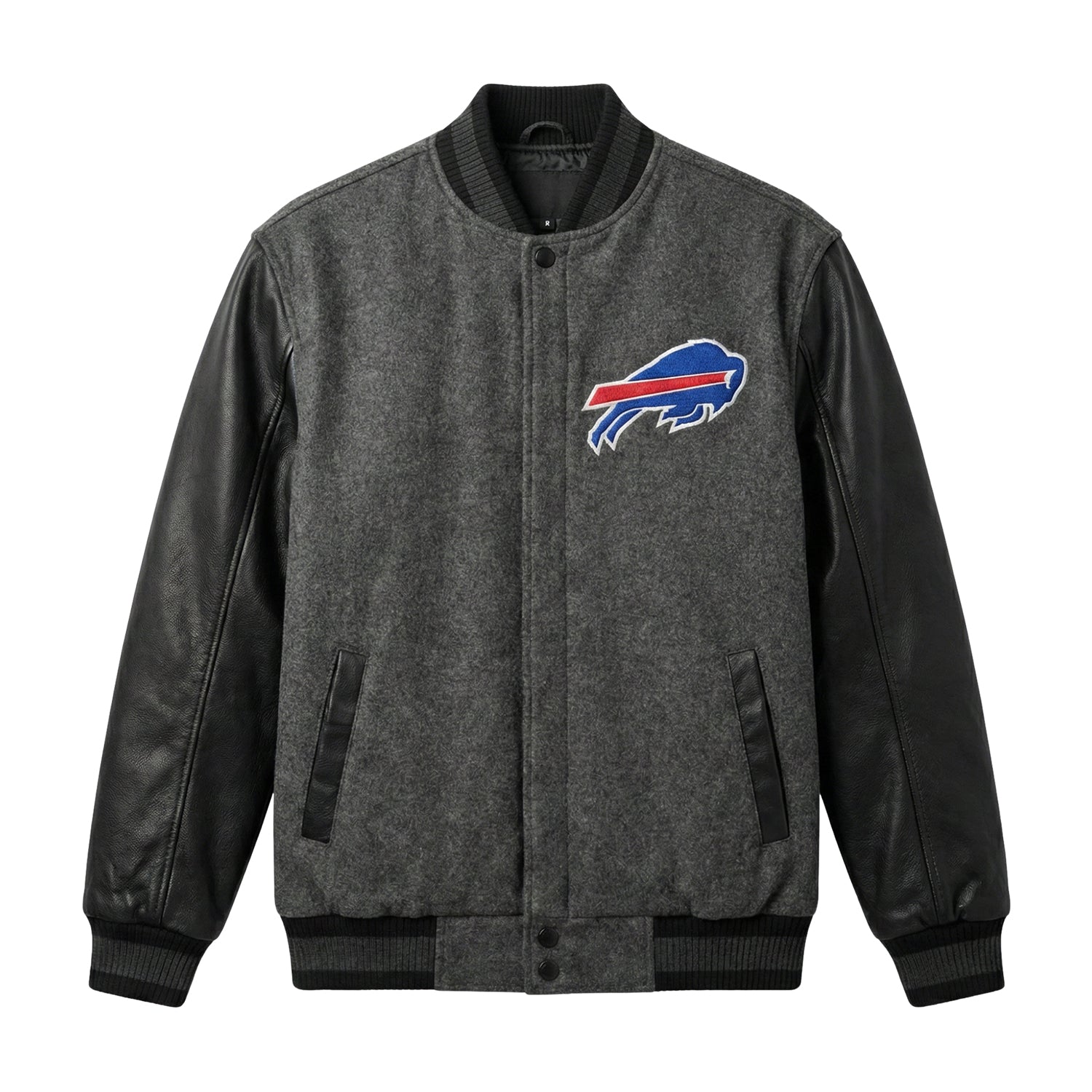 NFL Men's Buffalo Bills Charcoal Black Varsity Jacket