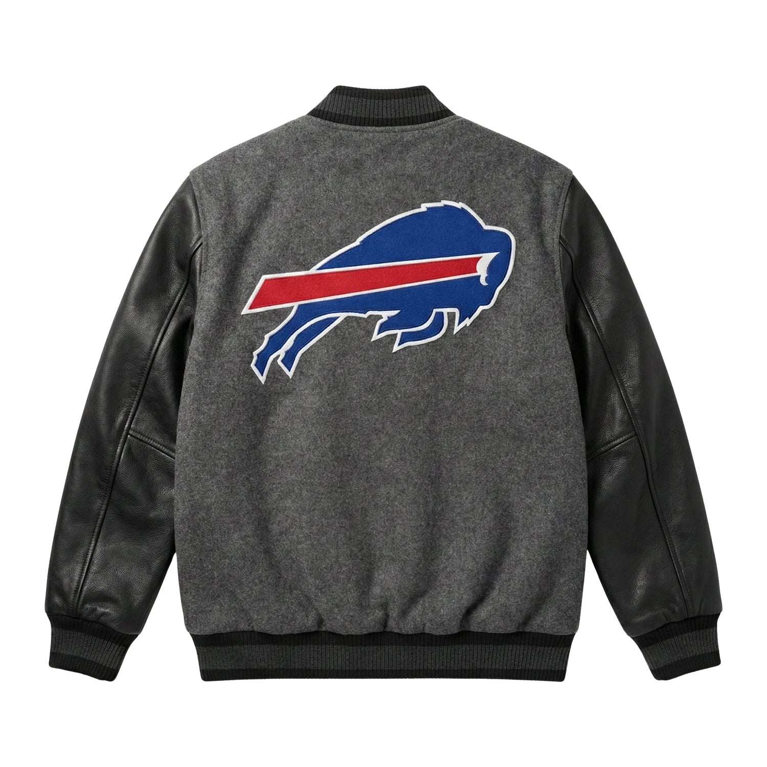 NFL Men's Buffalo Bills Charcoal Black Varsity Jacket (Back)