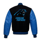 NFL Men's Carolina Panthers Black Blue Varsity Jacket (Back)