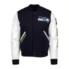NFL Men's Carolina Panthers Navy Blue & White Varsity Jacket