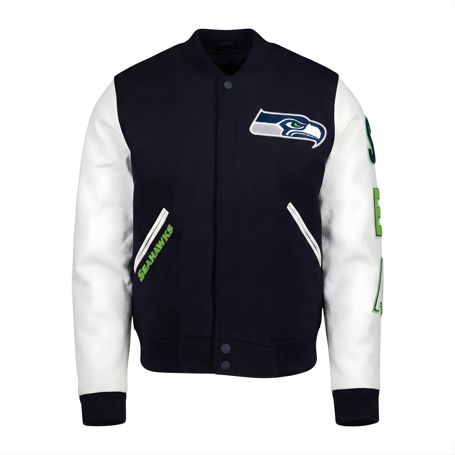 NFL Men's Carolina Panthers Navy Blue & White Varsity Jacket
