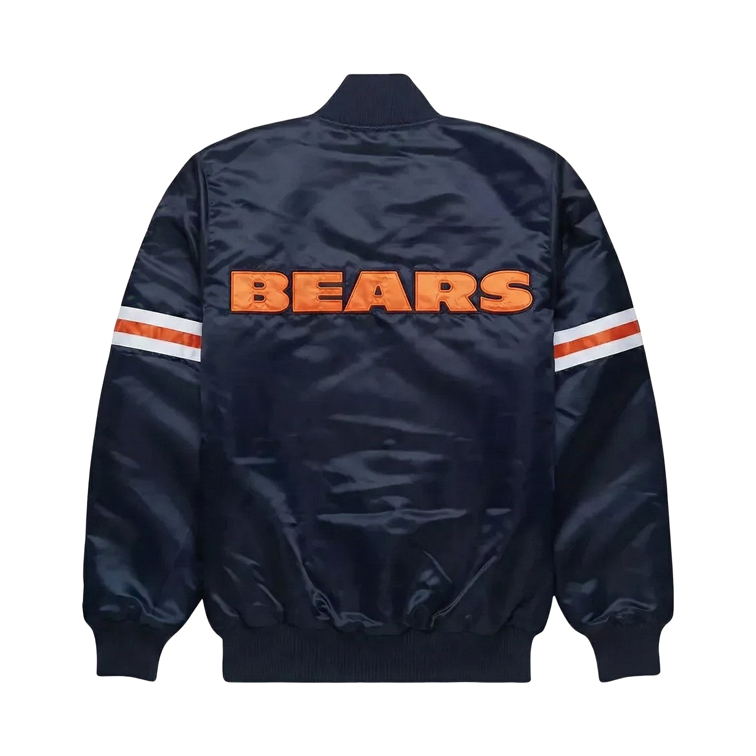 NFL Men's Chicago Bears Navy Blue Satin Varsity Jacket (Back)