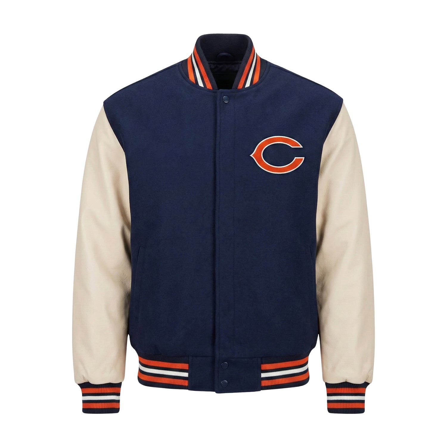 NFL Men's Chicago Bears Navy & Orange Varsity Jacket