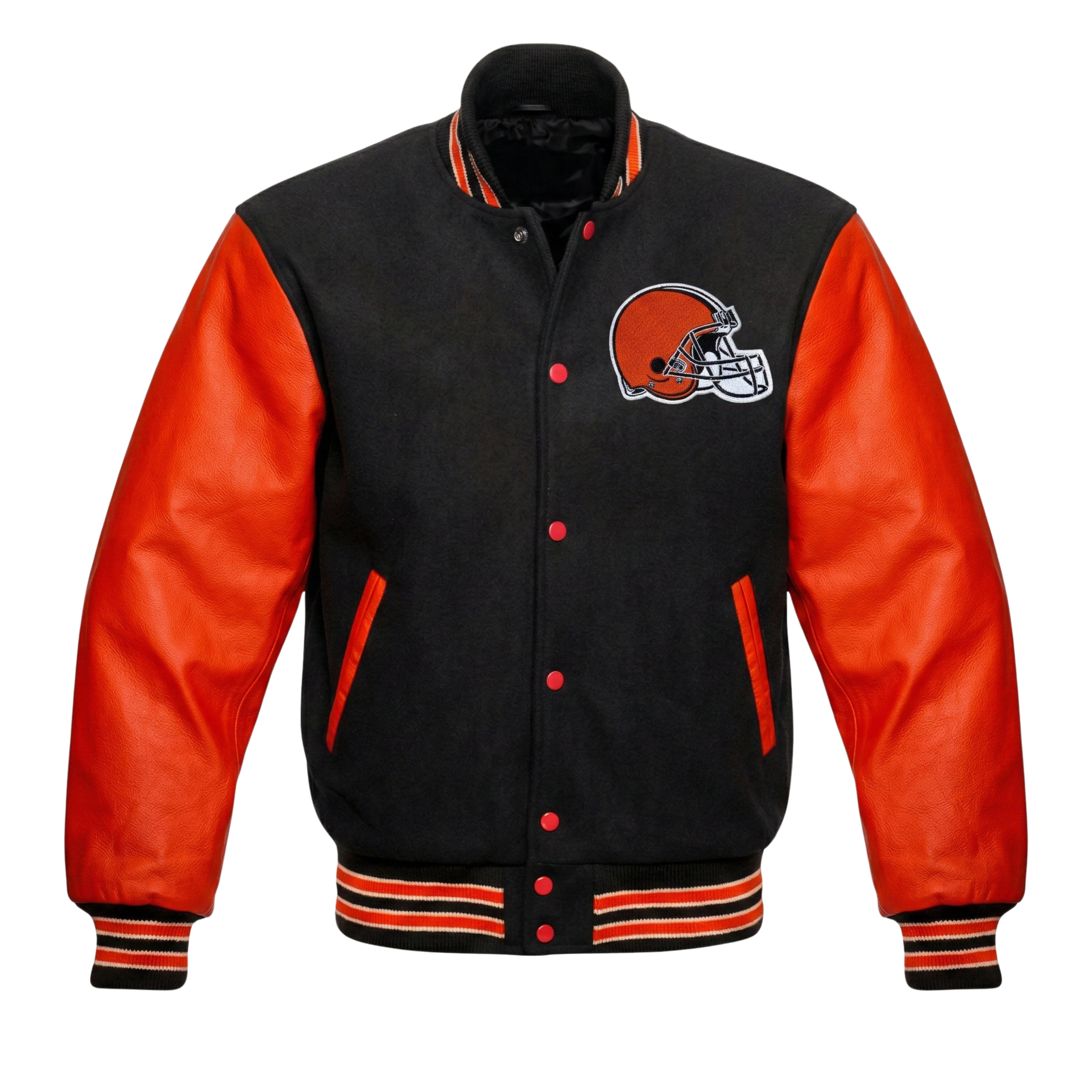 NFL Men's Cleveland Browns Black & Orange Varsity Jacket