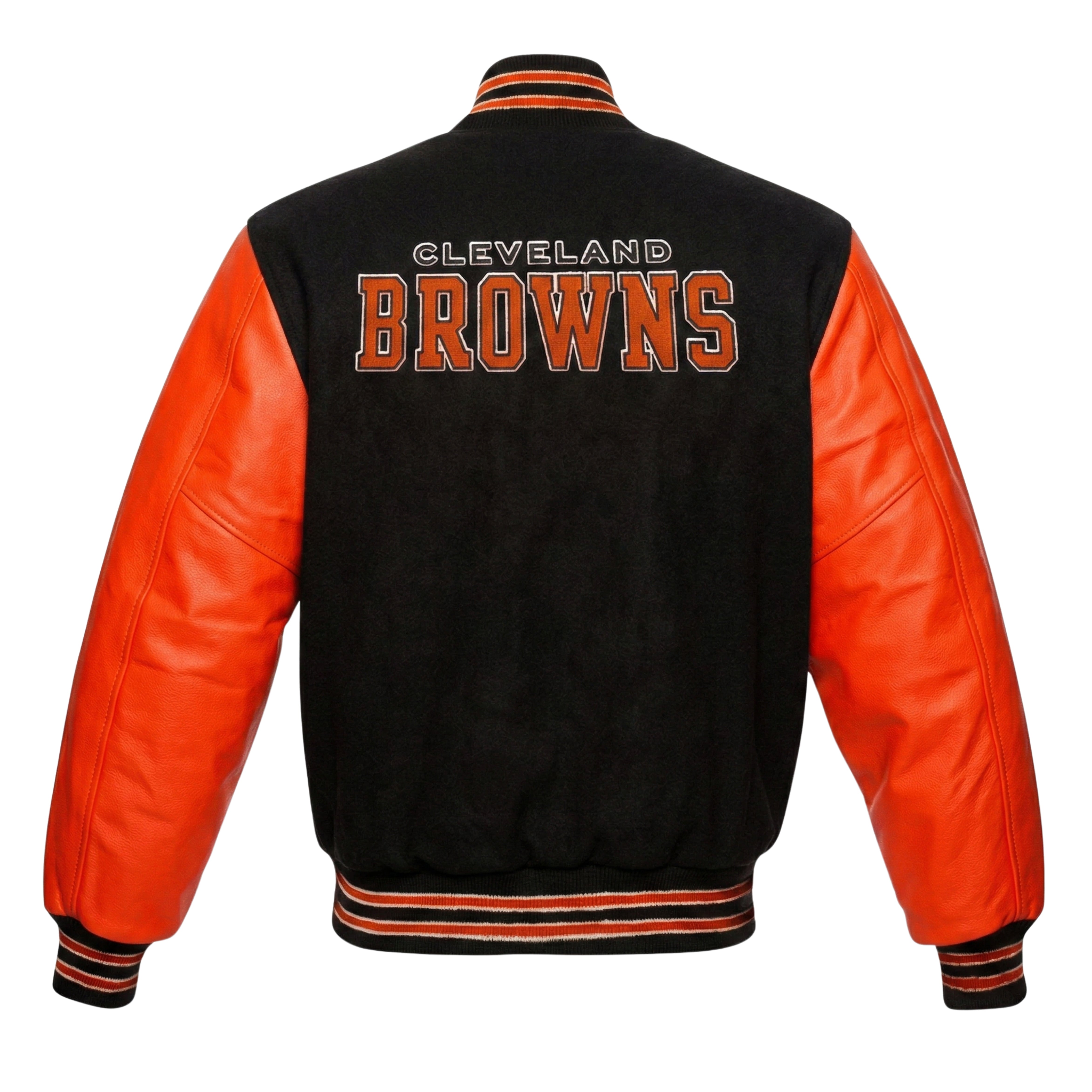 NFL Men's Cleveland Browns Black & Orange Varsity Jacket (Back)