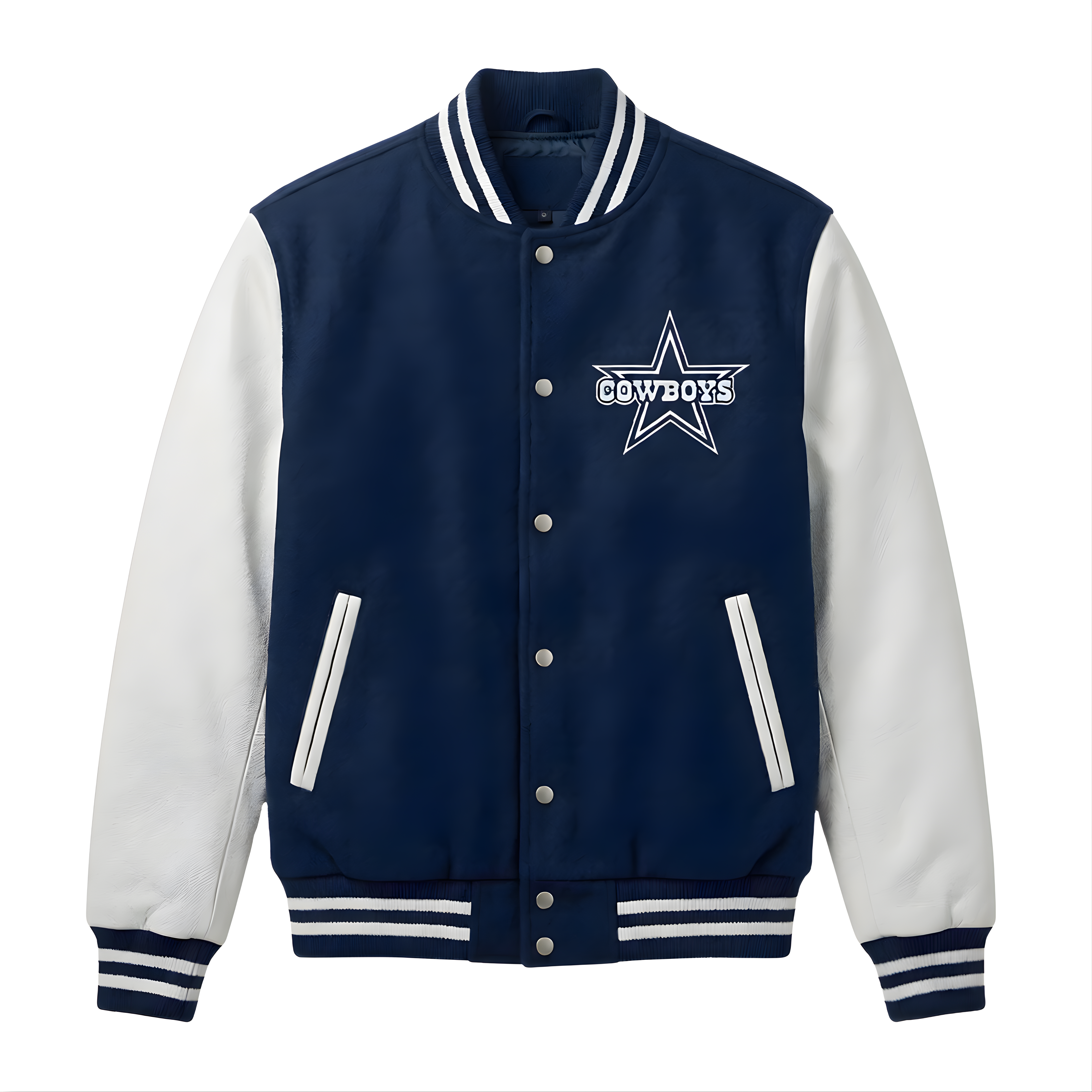 NFL Men's Dallas Cowboys Blue and White Varsity Jacket 