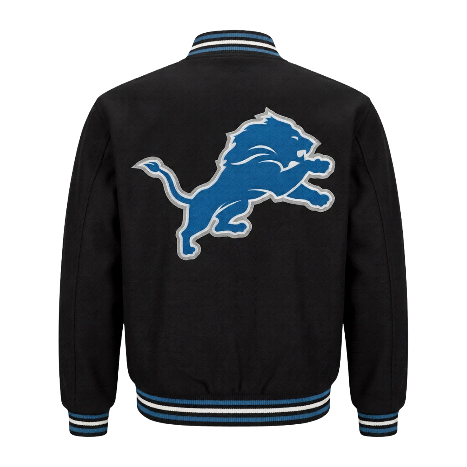 NFL Men's Detroit Lions Black Varsity Jacket (Back)