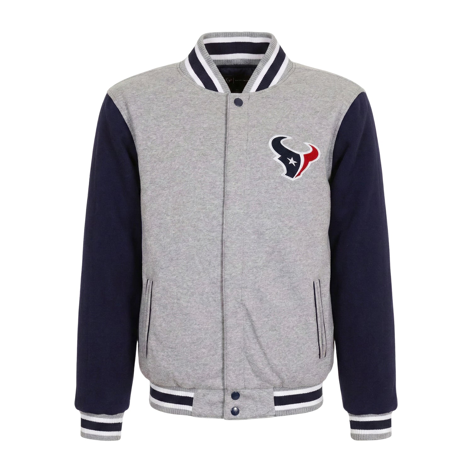 NFL Men's Houston Texans Grey Navy Varsity Jacket 