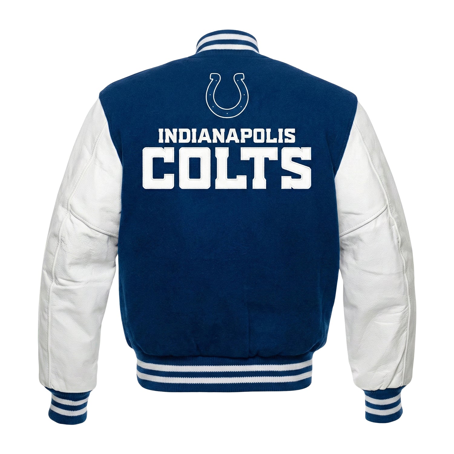 NFL Men's Indianapolis Colts Blue and White Varsity Jacket (Back)