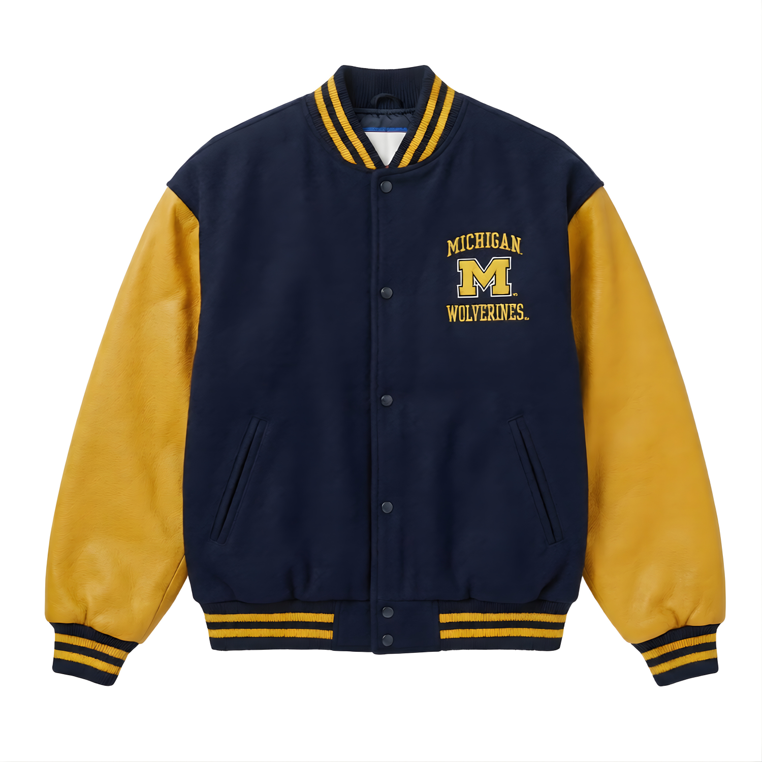 NFL Men's Michigan Wolverines Navy Yellow Varsity Jacket