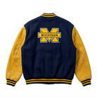 NFL Men's Michigan Wolverines Navy Yellow Varsity Jacket (Back)
