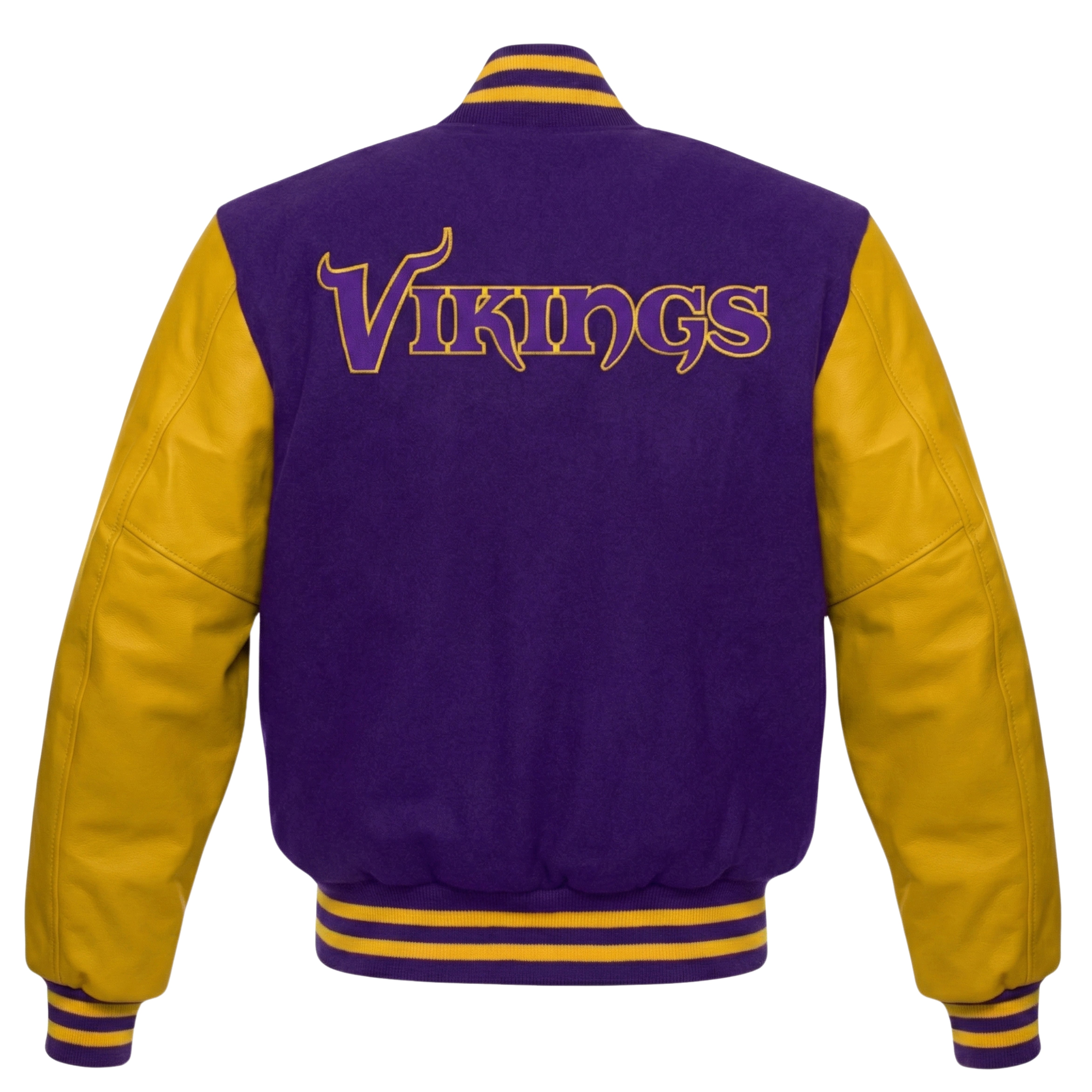 NFL Men's Minnesota Vikings Purple & Yellow Varsity Jacket (Back)