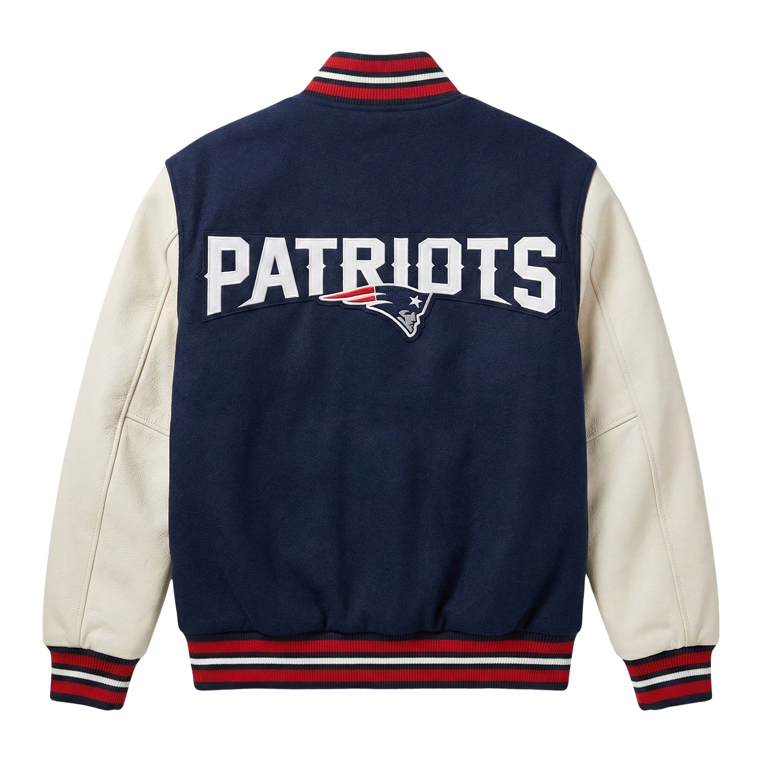 NFL Men's New England Patriots Navy Blue & White Varsity Jacket (Back)