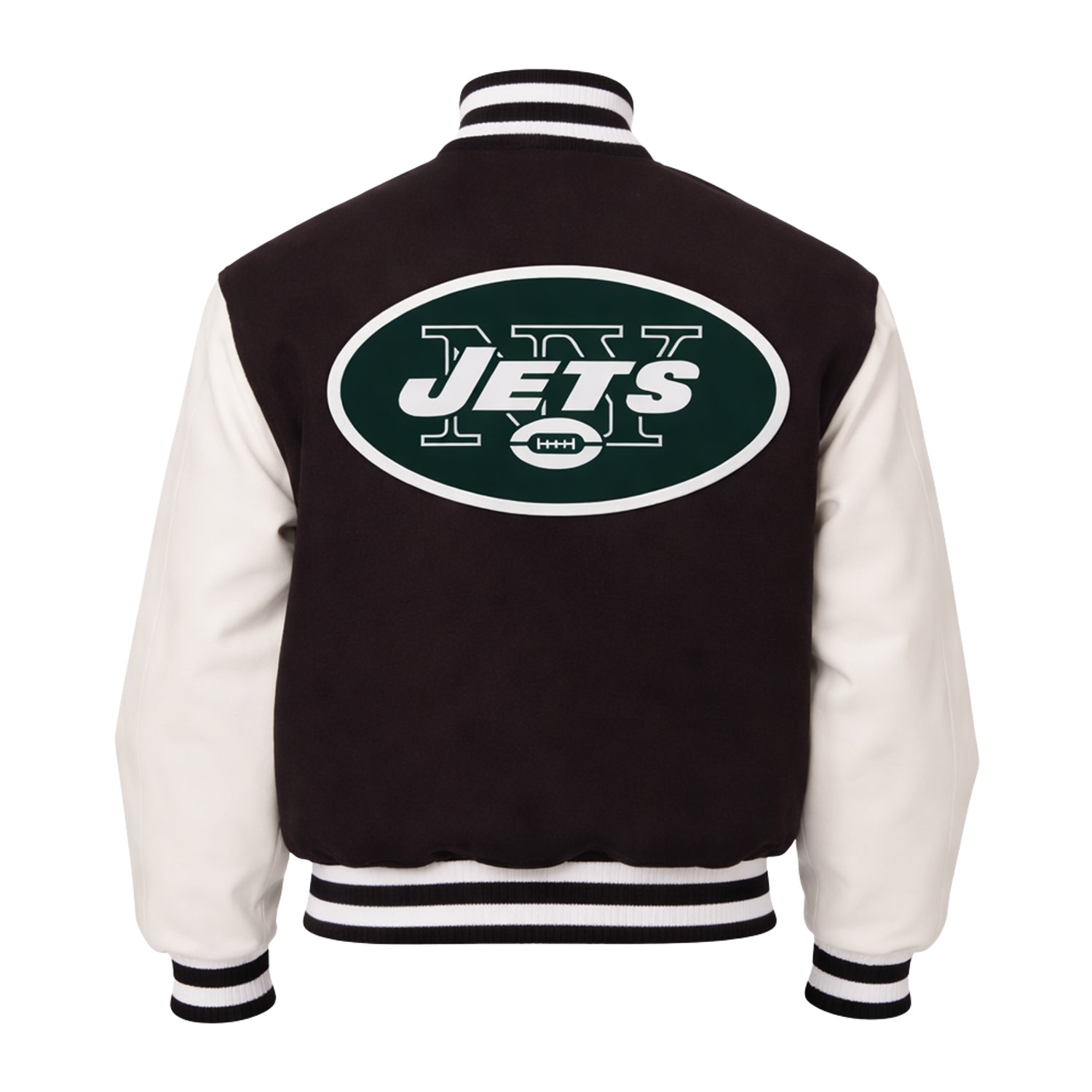 NFL Men's New York Jets Black Varsity Jacket (Back)