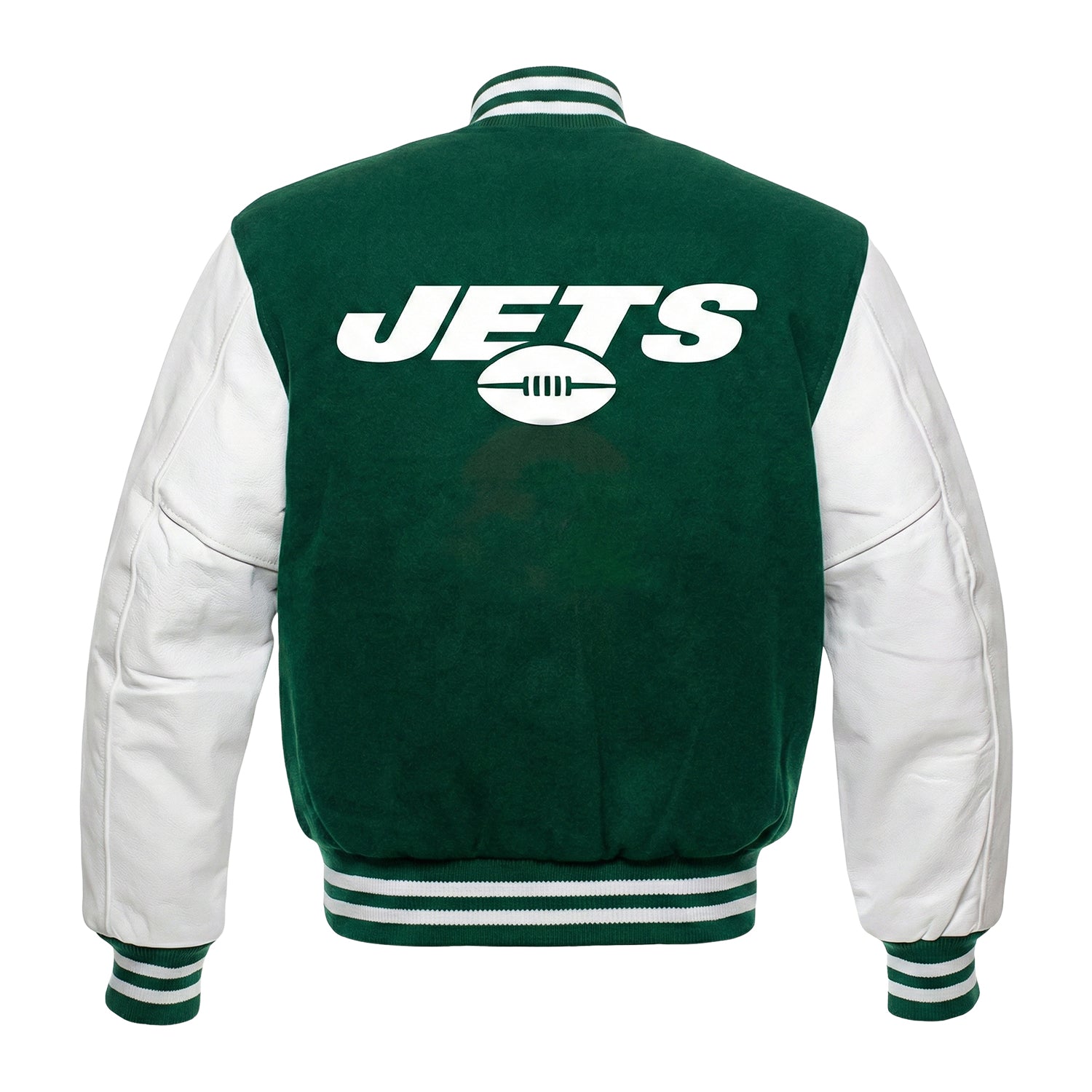 NFL Men's New York Jets Green & White Varsity Jacket (Back)