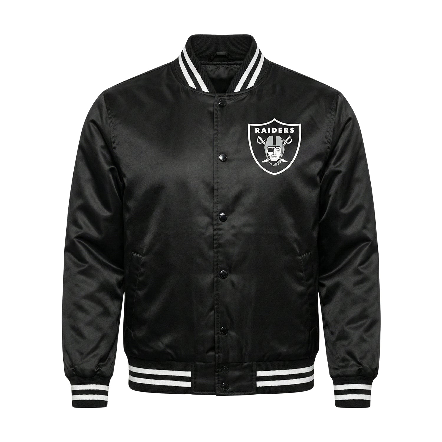 NFL Men's Oakland Raiders Black Satin Varsity Jacket