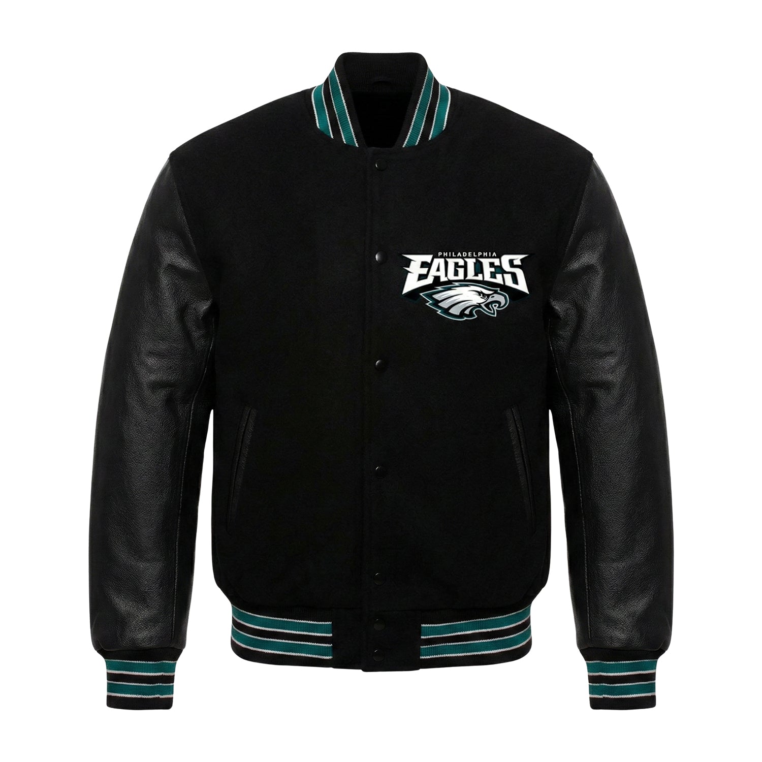 NFL Men's Philadelphia Eagles Black Wool Varsity Jacket