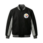 NFL Men's Pittsburgh Steelers Black Grey Varsity Jacket 