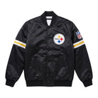 NFL Men's Pittsburgh Steelers Black Satin Varsity Jacket