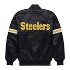 NFL Men's Pittsburgh Steelers Black Satin Varsity Jacket (Back)
