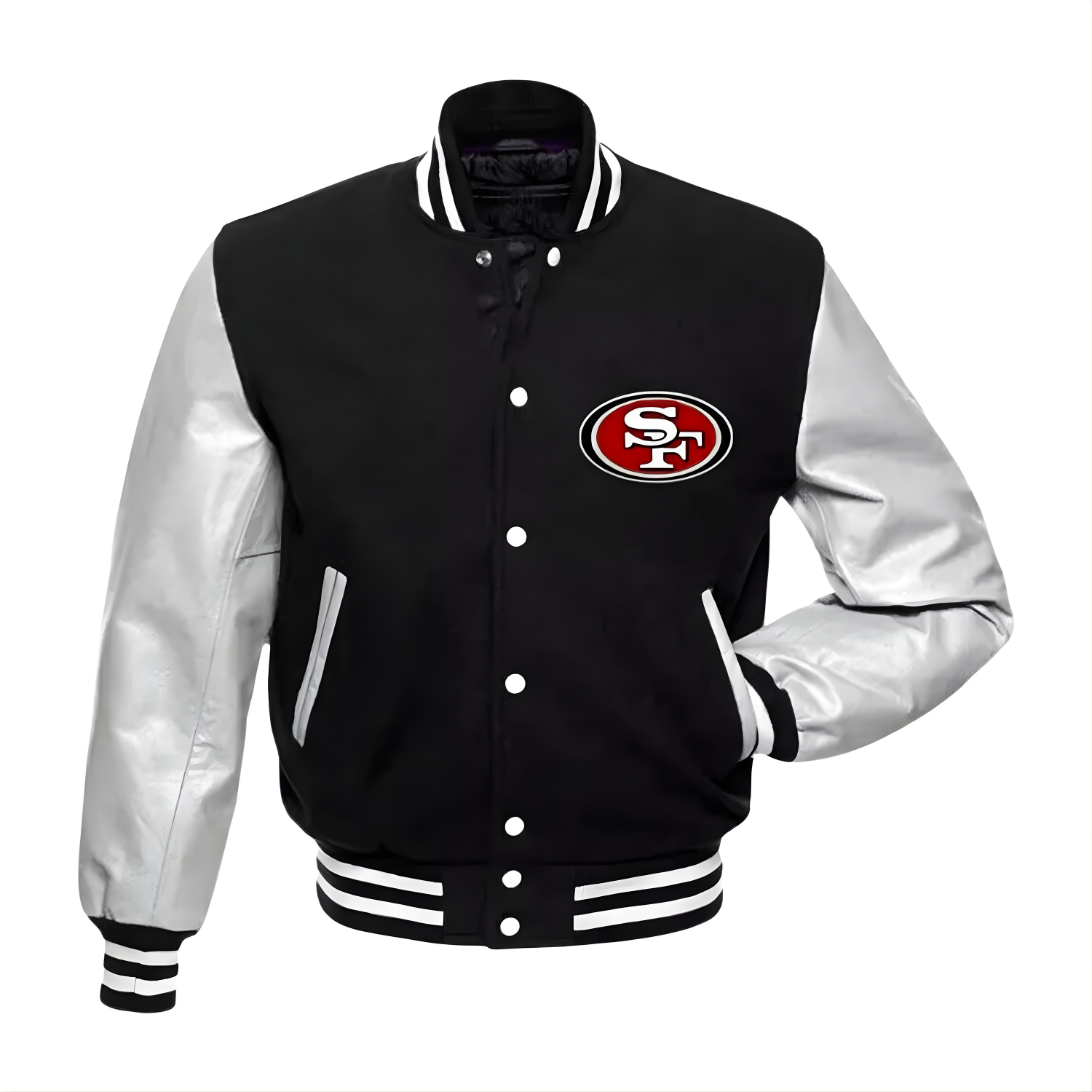 NFL Men's San Francisco 49ers Black & White Varsity Jacket