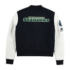 NFL Men's Seattle Seahawks Navy & White Varsity Jacket (Back)