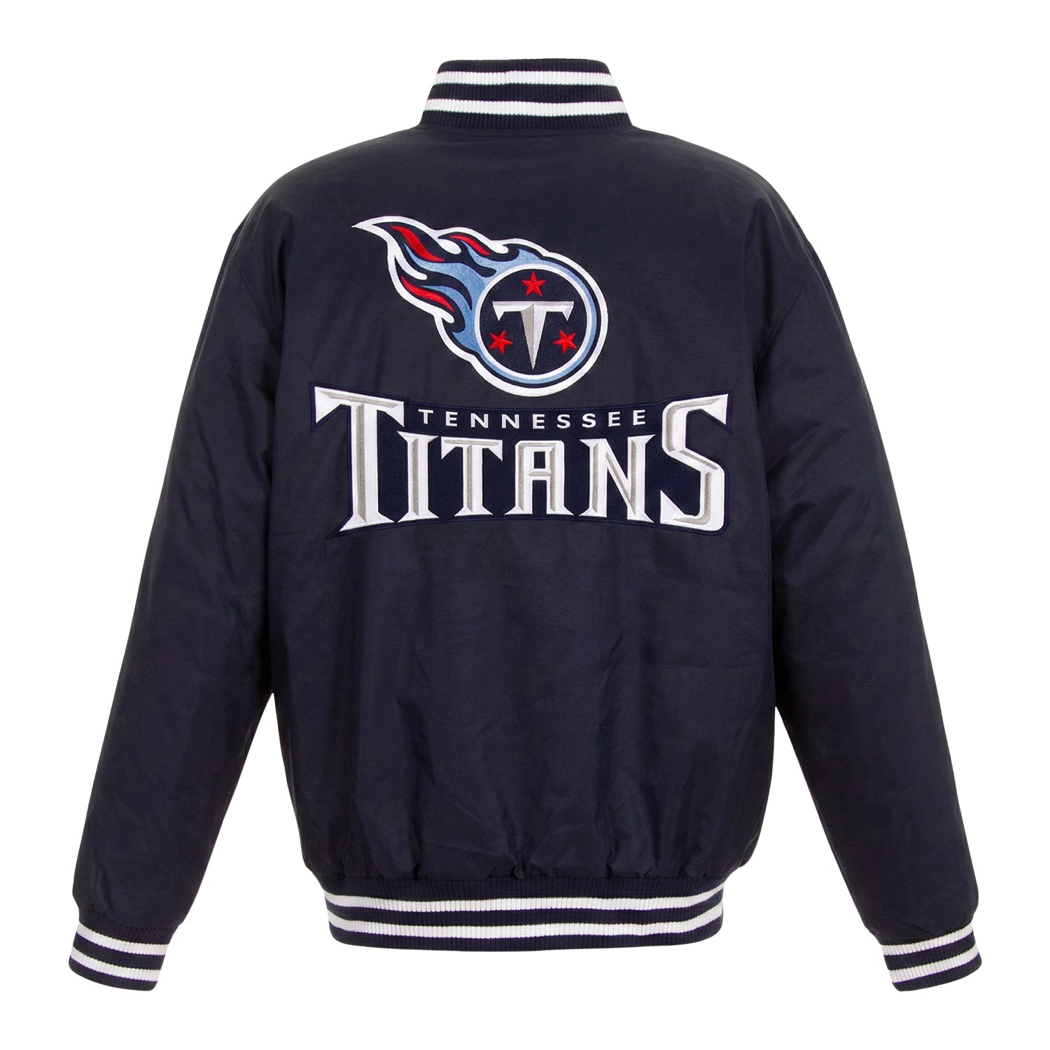NFL Men's Tennessee Titans Navy Blue Varsity Jacket (Back)