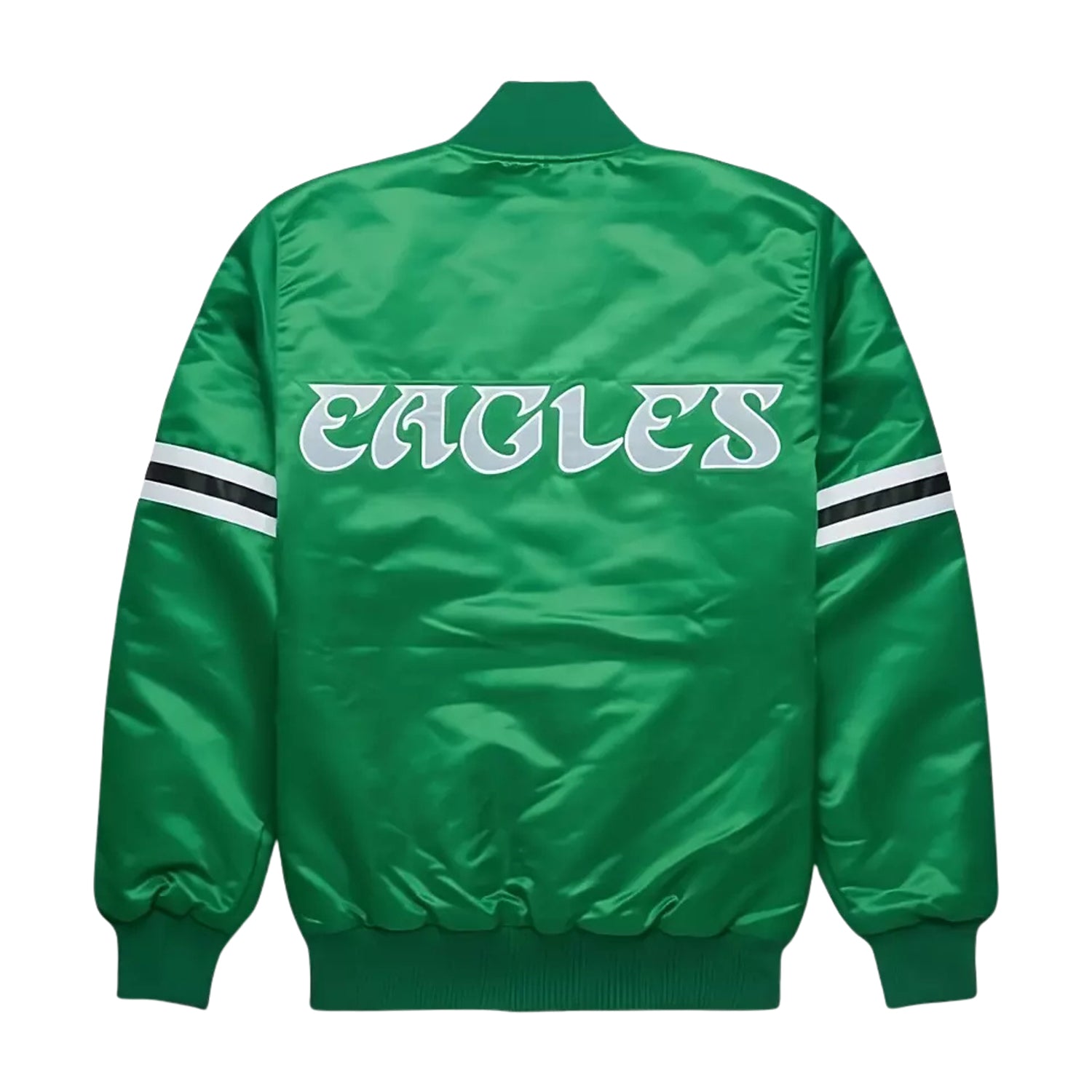 NFL Men's Classic Philadelphia Eagles 80s Green Satin Varsity Jacket (Back)