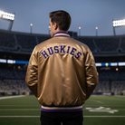 NFL Men's Washington Huskies Golden Varsity Jacket (Back)